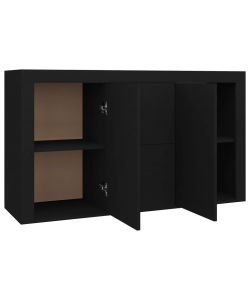 vidaXL Credenza Nera in Truciolato con Porte e Cassetti - 120x36x69 cm