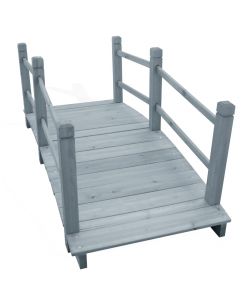 Ponte da Giardino Grigio 140x60x56cm in Legno Massello di Abete