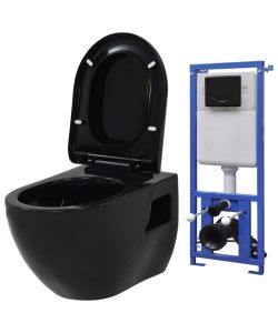 WC a Muro con Sciacquone Nascosto in Ceramica Nera