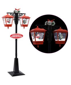 Lampione Natalizio con Babbo Natale Nero Rosso 81x40x188 cm PVC