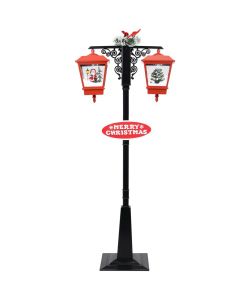 Lampione Natalizio con Babbo Natale Nero Rosso 81x40x188 cm PVC