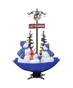 Albero di Natale con Nevicata e Base ad Ombrello Blu 170 cm PVC