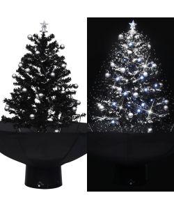 Albero di Natale con Nevicata e Base ad Ombrello Nero 75 cm PVC
