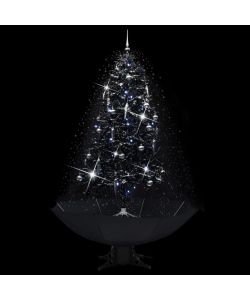 Albero di Natale con Nevicata e Base ad Ombrello Nero 190cm PVC
