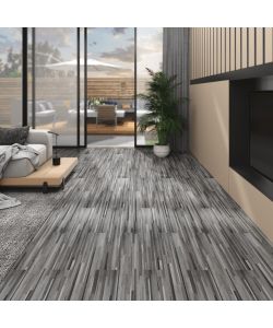 Listoni Pavimento in PVC 4,46 mq 3 mm Autodesivi Grigio a Strisce