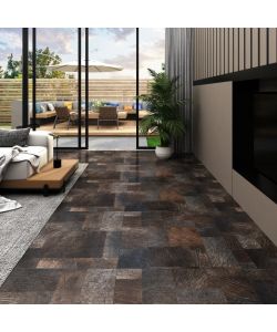 Listoni Pavimento PVC Autoadesivi 5,11mq Venature Legno Marrone