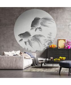 WallArt Carta da Parati Circolare Two Goldfish 190 cm