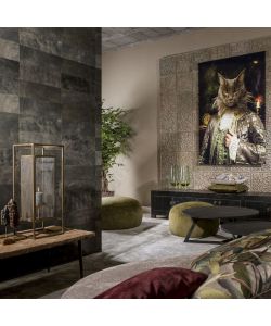 WallArt Piastrelle in Pelle Hennessy Nero in Due Tonalità 16 pz