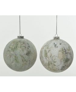 Kaemingk Pallina Natalizia in Gommapiuma - Bianco/Verde - 10cm