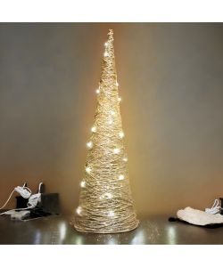 Lumineo Albero di Natale Cono in Carta Oro 40 LED Bianco Caldo - 78 cm