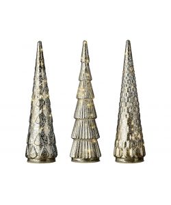 Lumineo Albero di Natale in Vetro - 15 Micro-LED Bianco Caldo - 9x33cm