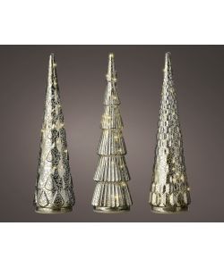 Lumineo Albero di Natale in Vetro - 15 Micro-LED Bianco Caldo - 9x33cm