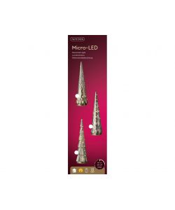 Lumineo Albero di Natale in Vetro - 15 Micro-LED Bianco Caldo - 9x33cm