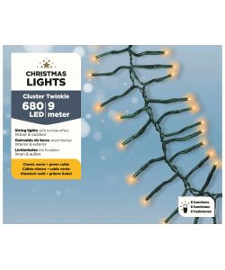 Catena Luminosa Natalizia 680 Micro-LED Bianco Caldo - 9 m - Cavo Verde
