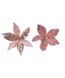 Clip stella di natale 11x2 cm velluto rosa