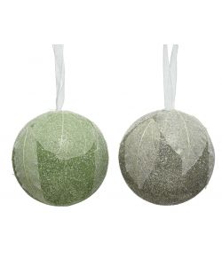 Sfera decorazione foglie glitter