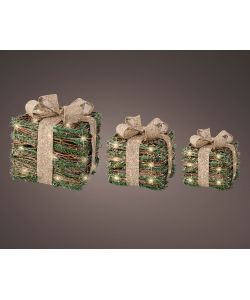 Set Christmas Box - Scatole Natalizie Decorative Verdi LED - 3 Misure