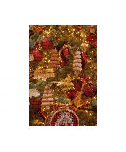 Decoris Sfere Natalizie in Vetro Rosso Luxury con Decoro Dorato - 8 cm