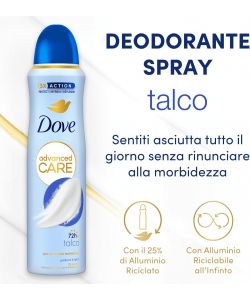 Dove Deodorante Spray Talco 150ml - Formula Idratante Senza Alcol