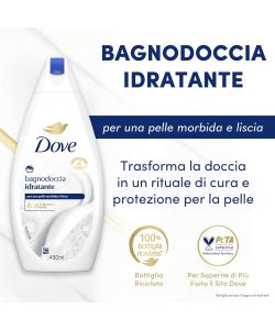 Dove Bagnodoccia Idratante 450 ml - Formula con 1/4 Crema Idratante