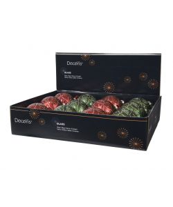Decoris Pallina di Natale - Rosso o Verde con Glitter Oro - 8 cm