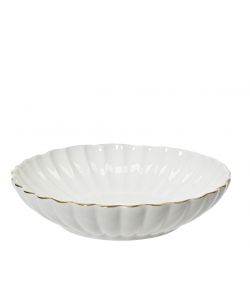 Kitchen Goods Ciotola in Porcellana Bianca con Bordo Dorato - 20 cm