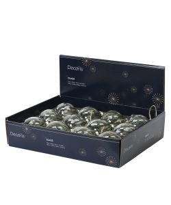 Decoris Sfera di Natale Vetro Trasparente - Decoro Verde - 8 cm