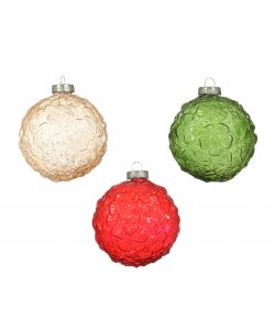 Sfera con decoro floreale in rilievo