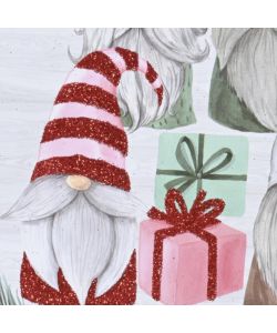 Busta Regalo di Natale con Decorazione Gnomi - Grande - 30x12x42 cm