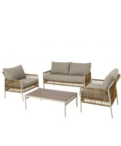 Salotto da esterno Tivoli in Alluminio e Wicker -1 Divano a due posti - 2 poltrone - 1 tavolo