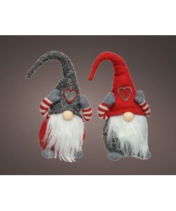 Gnomo di Natale con Cuore - Luce LED Bianca Calda - 12x12x40 cm