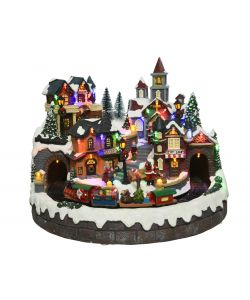 Lumineo Villaggio di Natale Treno in Movimento LED e Musica 40,5x31 cm