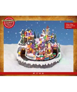 Lumineo Villaggio di Natale Treno in Movimento LED e Musica 40,5x31 cm