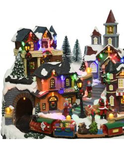 Lumineo Villaggio di Natale Treno in Movimento LED e Musica 40,5x31 cm