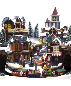 Lumineo Villaggio di Natale Treno in Movimento LED e Musica 40,5x31 cm