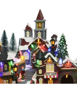 Lumineo Villaggio di Natale Treno in Movimento LED e Musica 40,5x31 cm