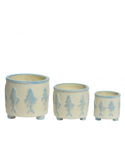 Porta Vaso 19,5X19,5X17,5 Cm Decorazioni Pesci - Grande