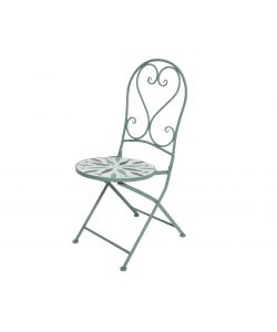 Sedia in ferro con seduta decorata 46x39x h93 cm colore verde