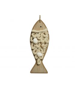 Decoro Pesce In Legno  0,9X6,5X19,5 H Cm Colori Naturali