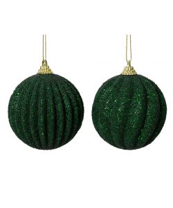 Kaemingk Pallina di Natale - Verde Glitter - 8 cm