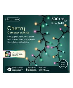 Lumineo Filo Luci 500 LED Cherry Soft Multicolore 11 m - Cavo Nero