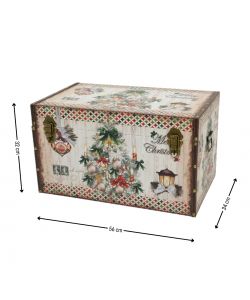 Baule Natalizio Decorativo Grande - Effetto Vintage - 56x34x32 cm