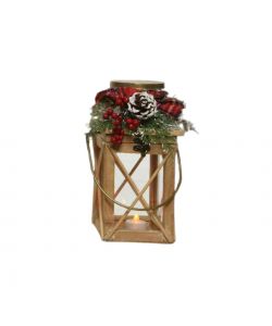 Lanterna Natalizia con Luce Led - 3 Colori Assortiti - 13x14xH25 cm
