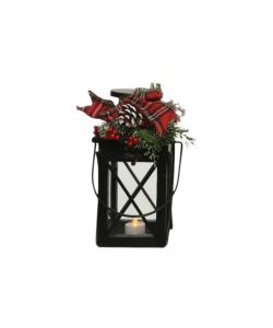 Lanterna Natalizia con Luce Led - 3 Colori Assortiti - 13x14xH25 cm