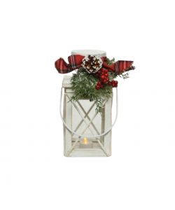 Lanterna Natalizia con Luce Led - 3 Colori Assortiti - 13x14xH25 cm