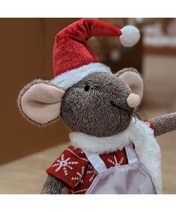 Topolino Natalizio Decorativo con Grembiule - 16x12x45 cm