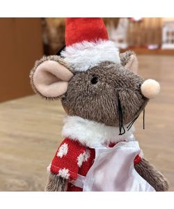 Topolino Natalizio Decorativo con Grembiule - 16x12x45 cm