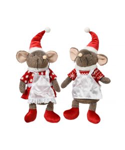 Topolino Natalizio Decorativo con Grembiule - 16x12x45 cm