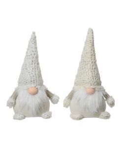 Decoris Gnomo Natalizio Bianco con Cappello Oro o Argento - 30 cm