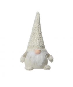 Decoris Gnomo Natalizio Bianco con Cappello Oro o Argento - 30 cm